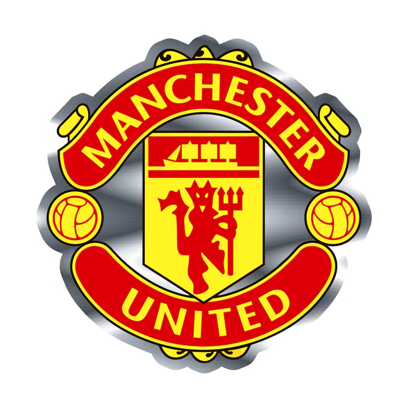 Manchester United - Logo - Silver Chrome Vinyl Sticker - Custom Size