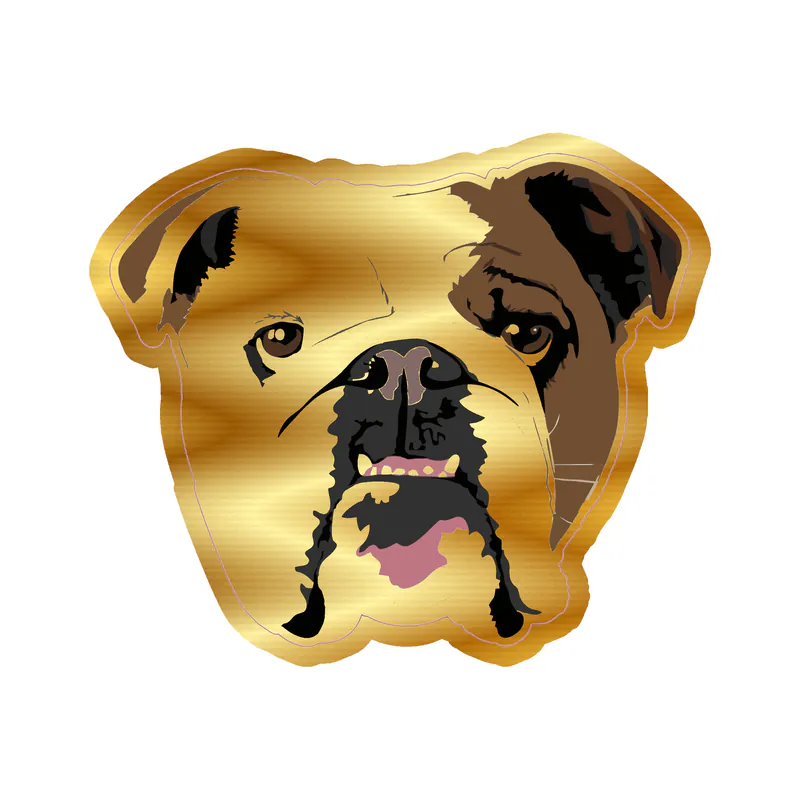 English Bulldog - Gold Chrome Vinyl Sticker - Custom Size