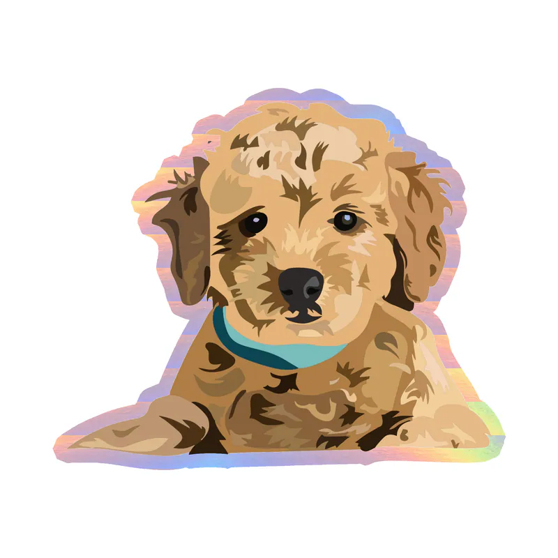 Goldendoodle - Holographic Vinyl Sticker - Custom Size