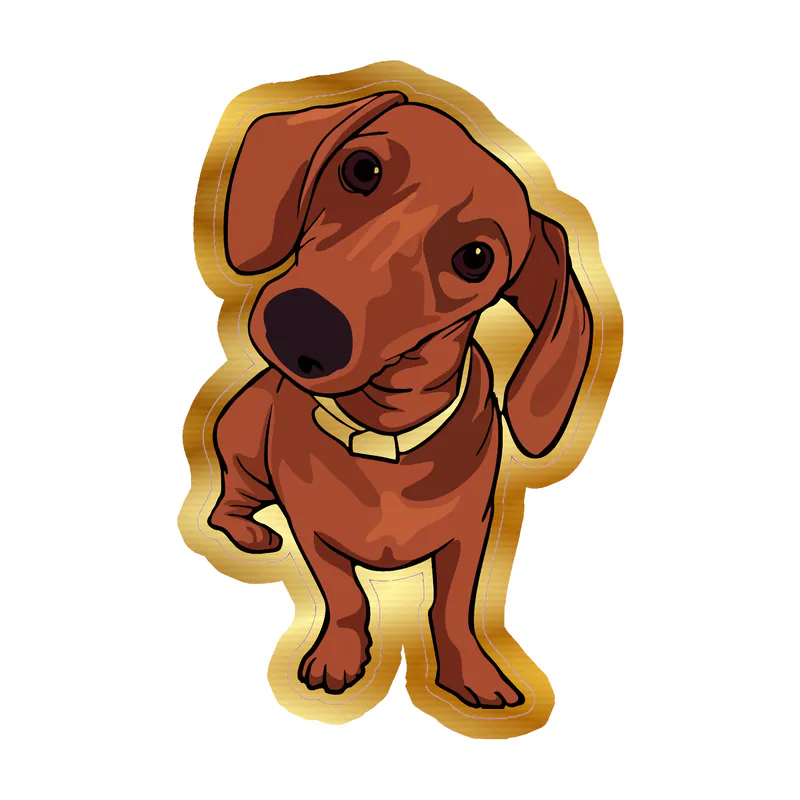 Dachshund - Gold Chrome Vinyl Sticker - Custom Size