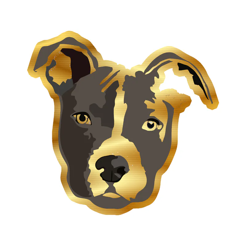 Pitbull - Gold Chrome Vinyl Sticker - Custom Size
