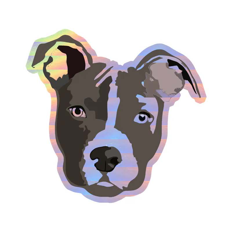 Pitbull - Holographic Vinyl Sticker - Custom Size