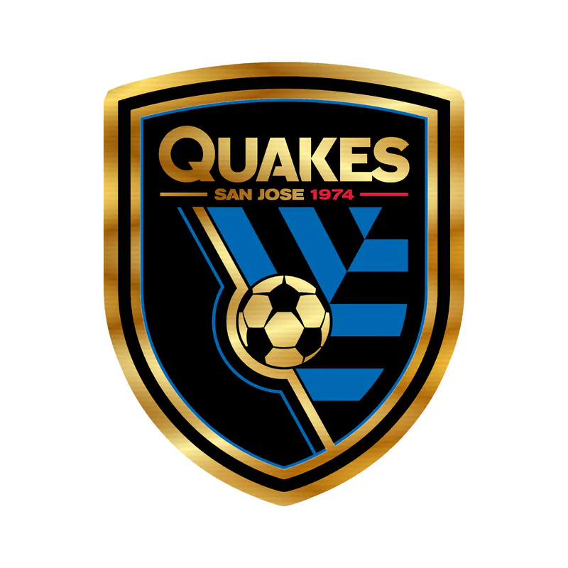 San Jose Earthquakes - Logo - Gold Chrome Vinyl Sticker - Custom Size