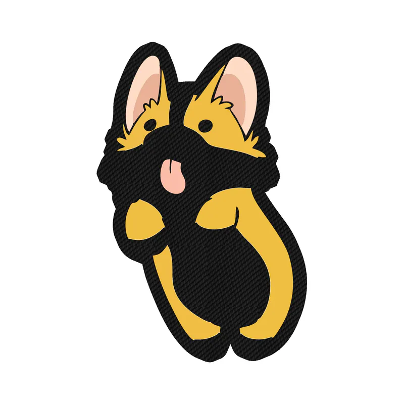 Corgi With Tongue Out - Carbon Fiber Vinyl Sticker - Custom Size
