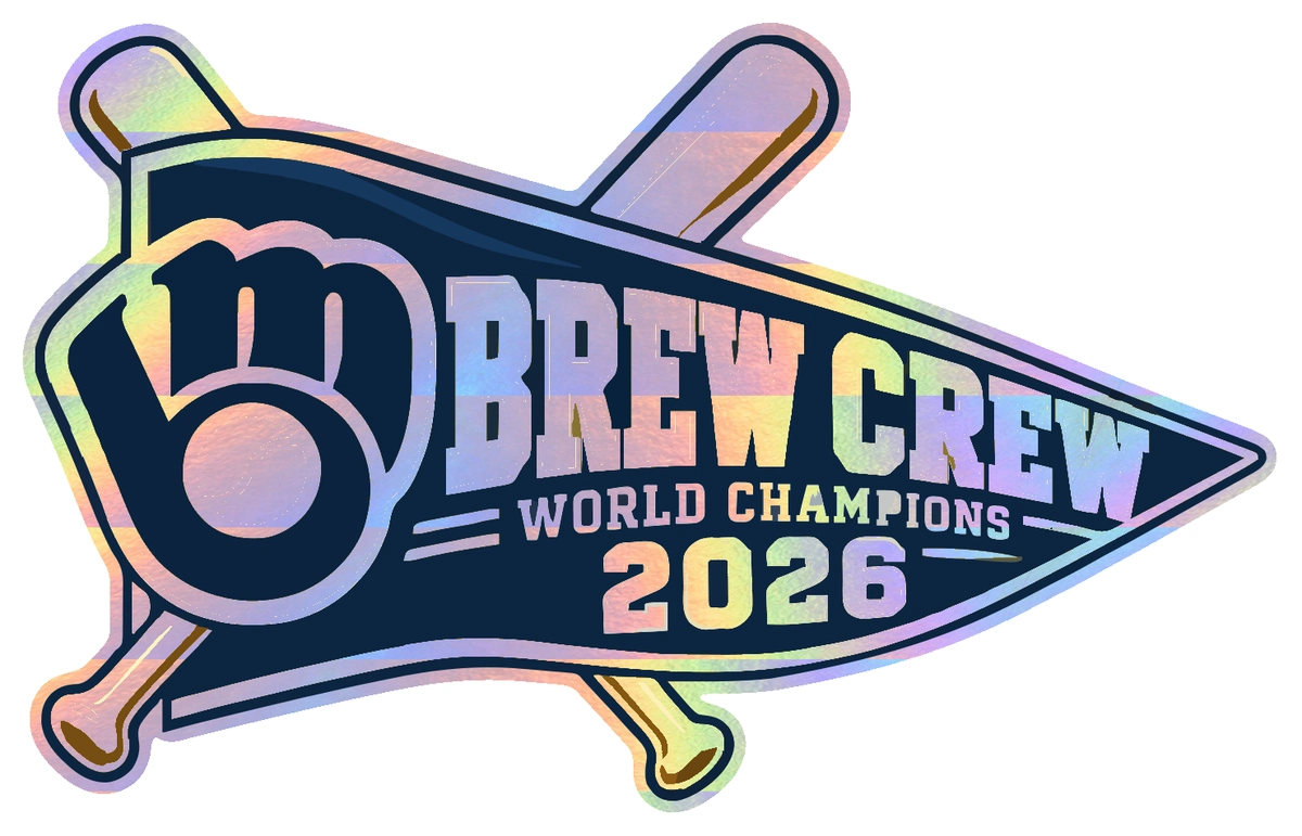 Milwaukee Brewers - 2026 World Series Champions - Brew Crew Pennant - Holographic Vinyl Sticker - Custom Size
