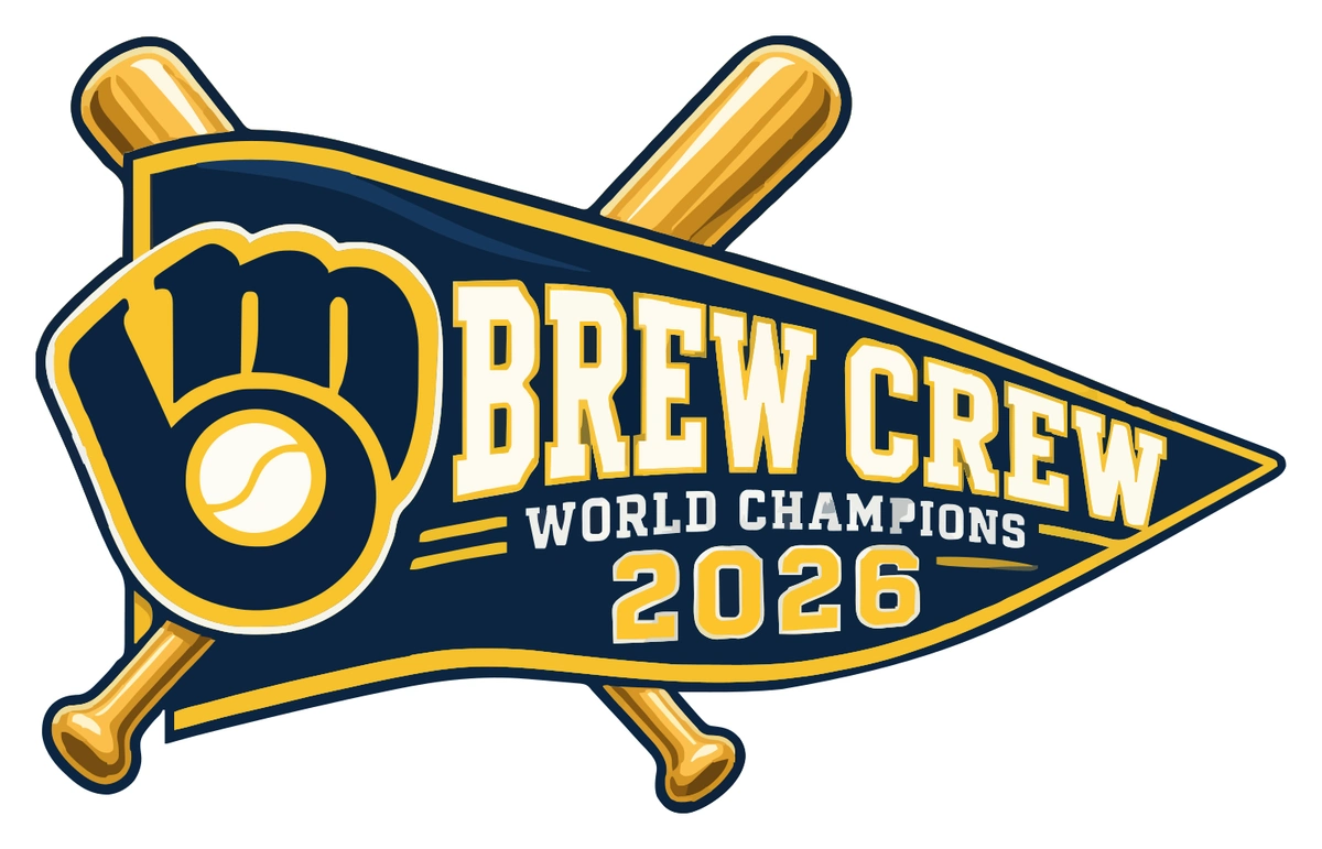 Milwaukee Brewers - 2026 World Series Champions - Brew Crew Pennant - Full Color Vinyl Sticker - Custom Size