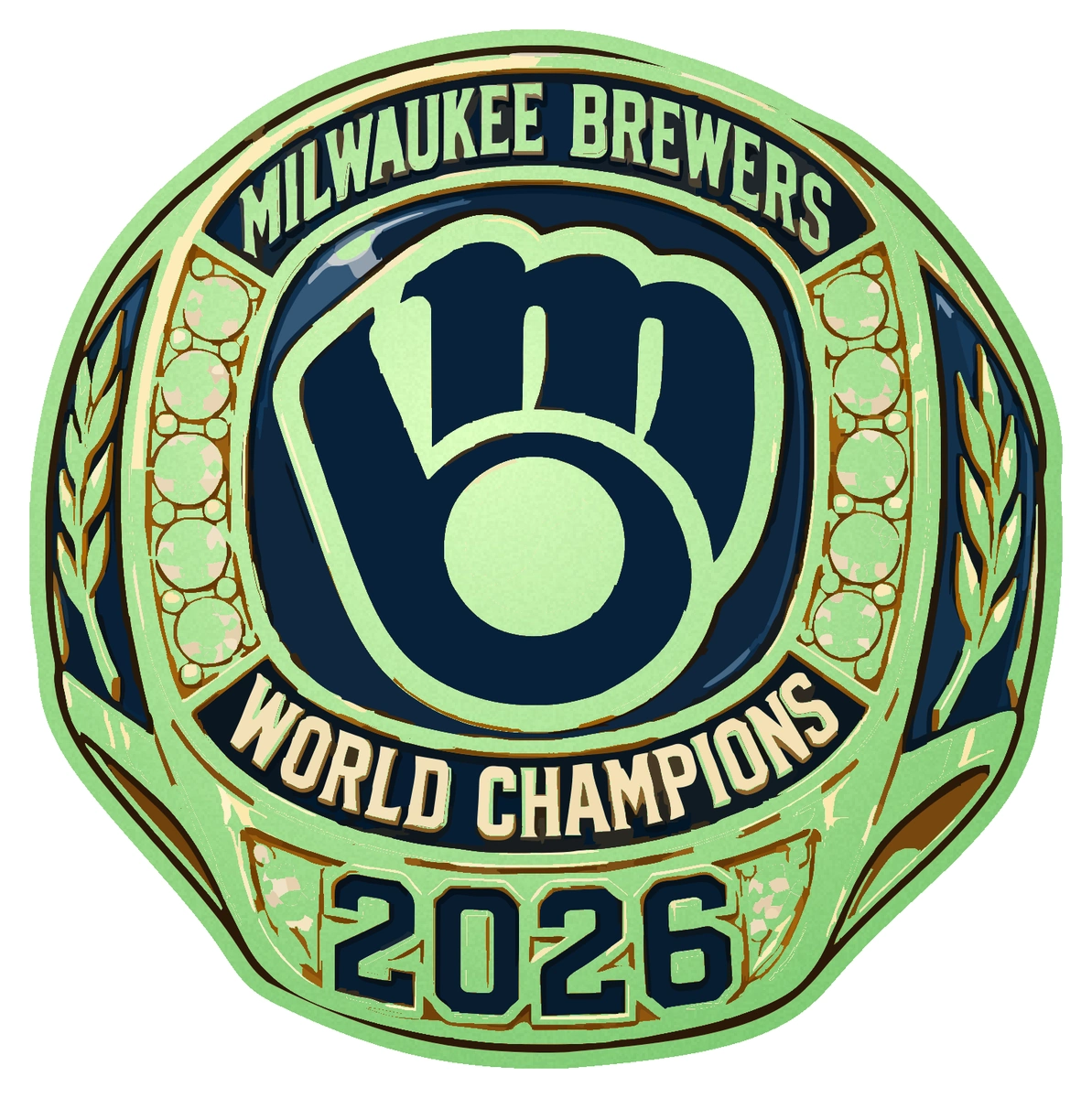 Milwaukee Brewers - 2026 World Series Champions - Championship Ring - Glow in the Dark Vinyl Sticker - Custom Size
