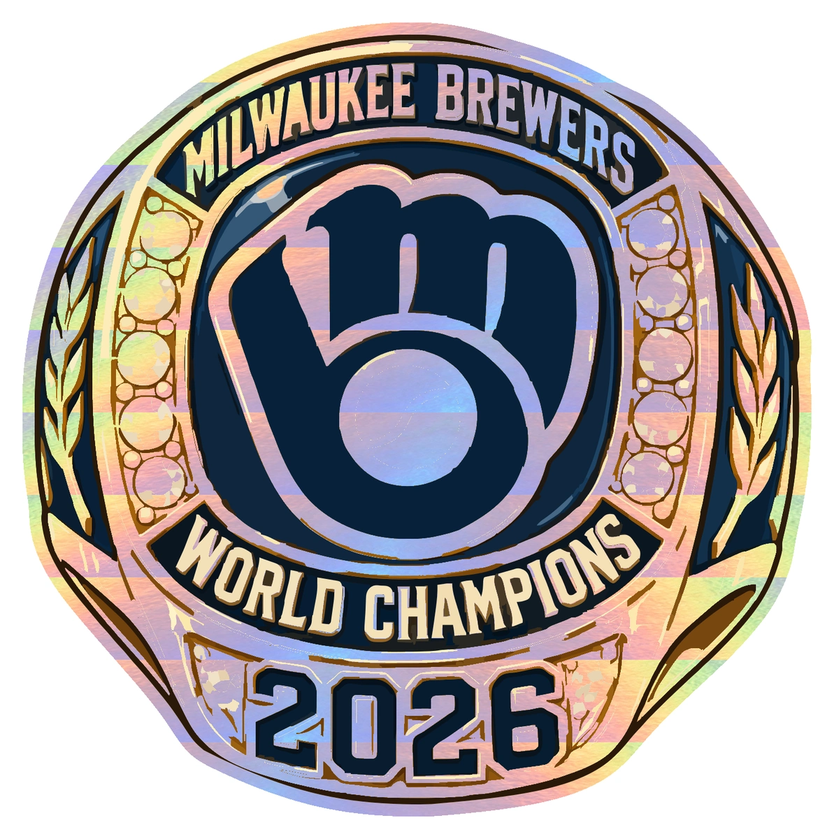 Milwaukee Brewers - 2026 World Series Champions - Championship Ring - Holographic Vinyl Sticker - Custom Size