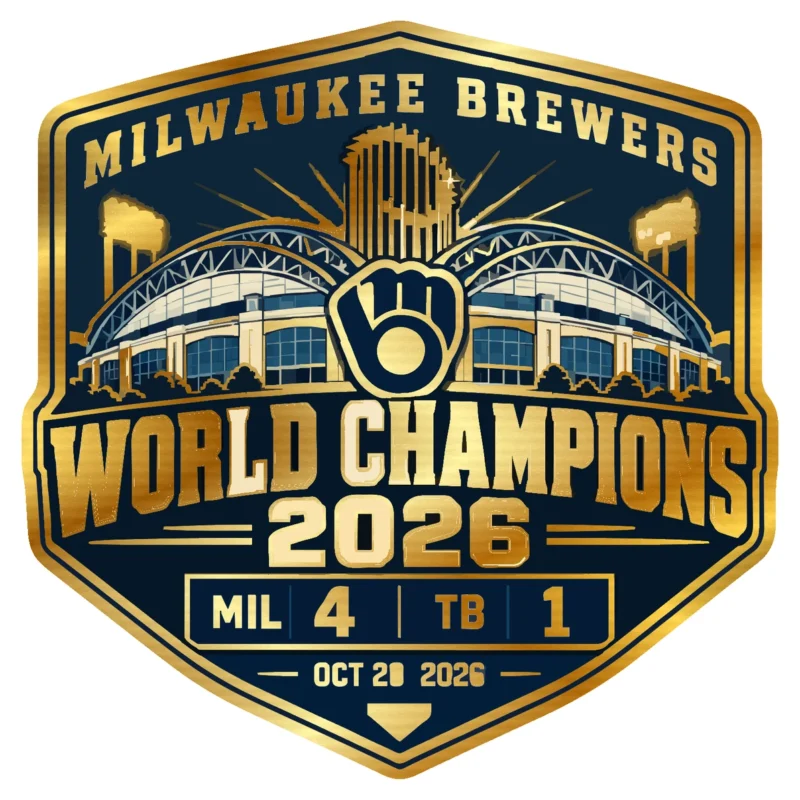 Milwaukee Brewers - 2026 World Series Champions - Clinch Game Keepsake - Gold Chrome Vinyl Sticker - Custom Size