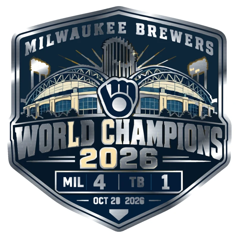 Milwaukee Brewers - 2026 World Series Champions - Clinch Game Keepsake - Silver Chrome Vinyl Sticker - Custom Size