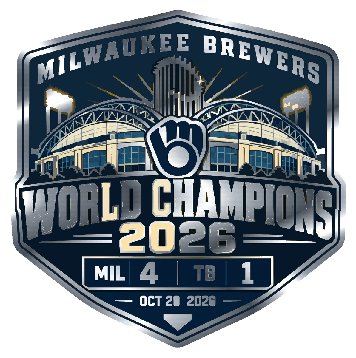 Milwaukee Brewers - 2026 World Series Champions - Clinch Game Keepsake - Silver Chrome Vinyl Sticker - Custom Size
