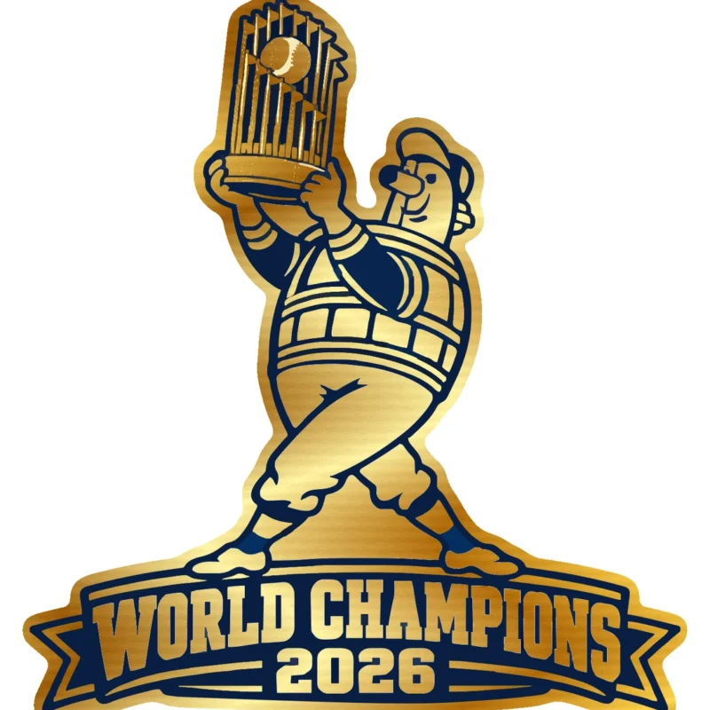 Milwaukee Brewers - 2026 World Series Champions - Trophy Barrelman - Gold Chrome Vinyl Sticker - Custom Size