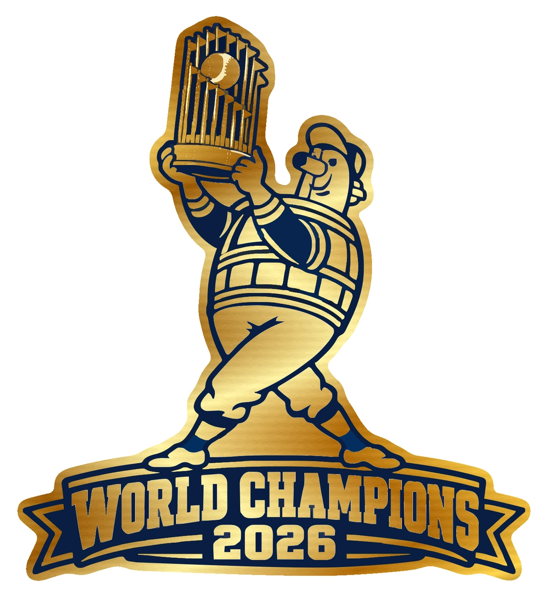 Milwaukee Brewers - 2026 World Series Champions - Trophy Barrelman - Gold Chrome Vinyl Sticker - Custom Size