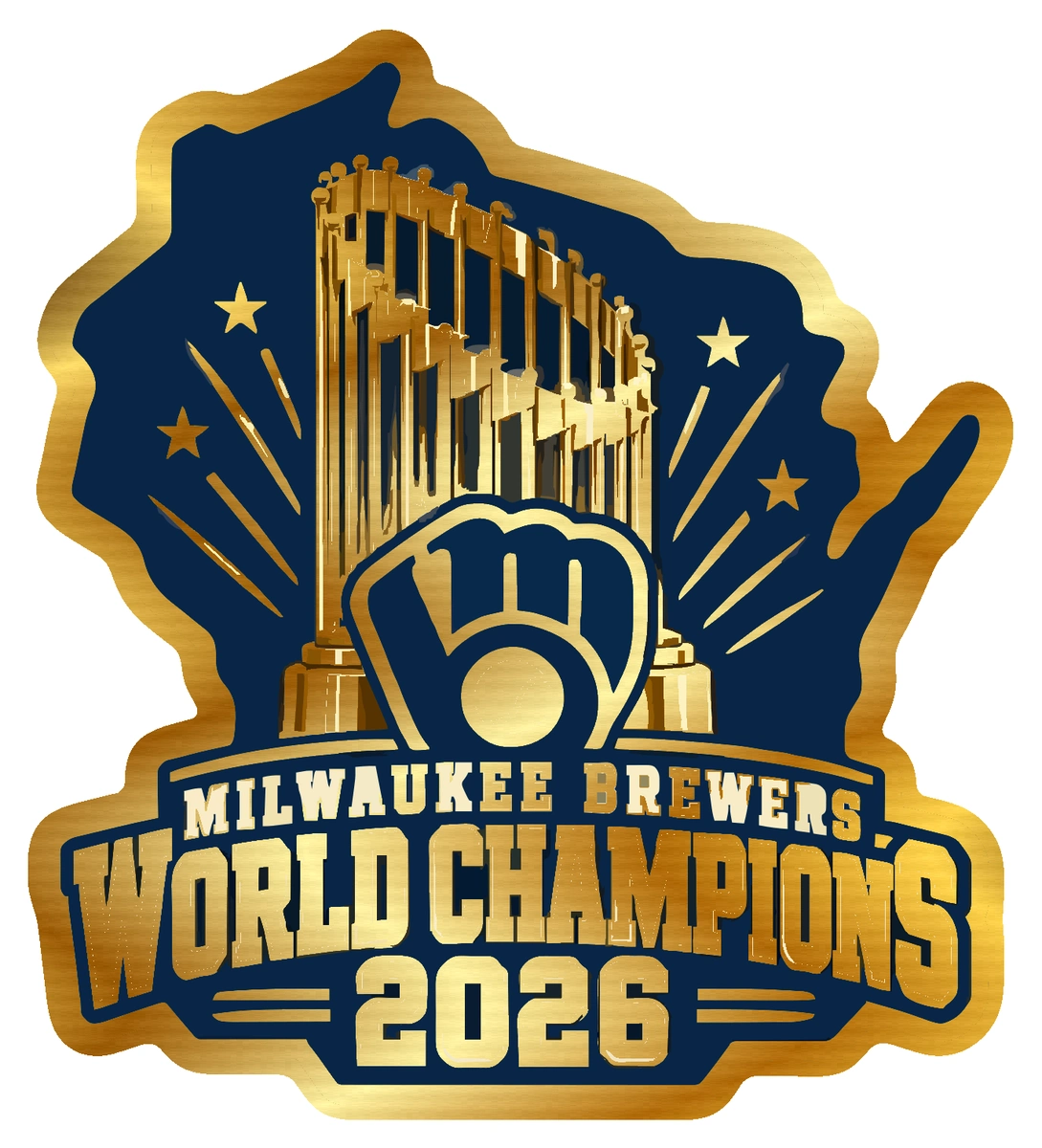 Milwaukee Brewers - 2026 World Series Champions - Wisconsin - Gold Chrome Vinyl Sticker - Custom Size
