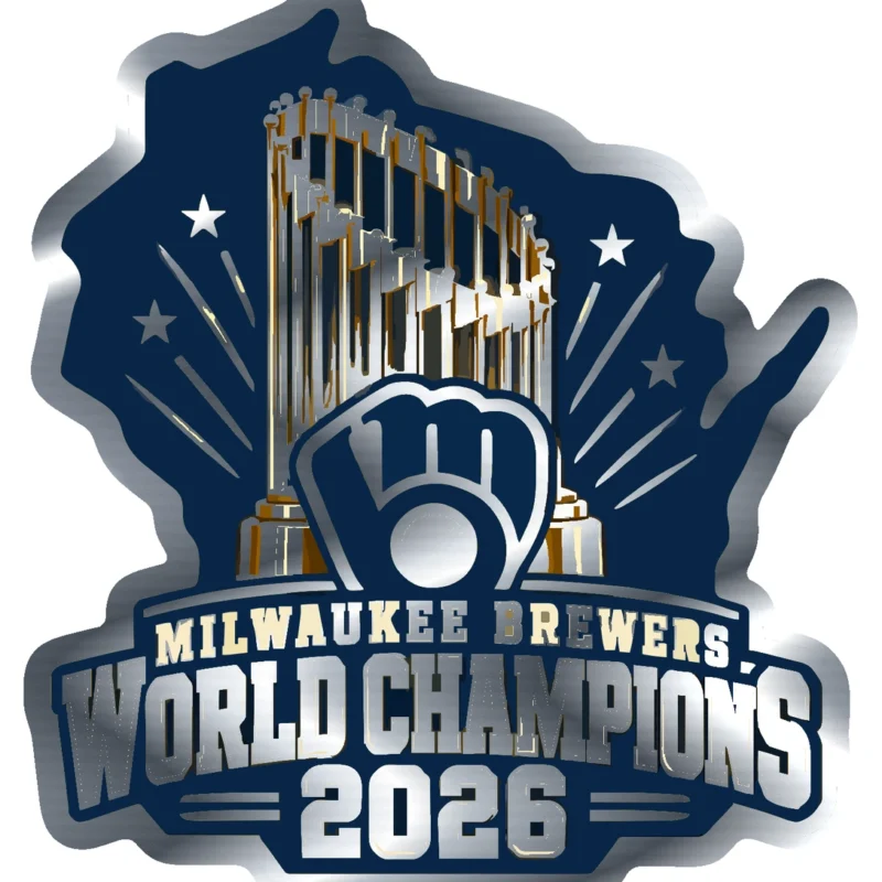 Milwaukee Brewers - 2026 World Series Champions - Wisconsin - Silver Chrome Vinyl Sticker - Custom Size