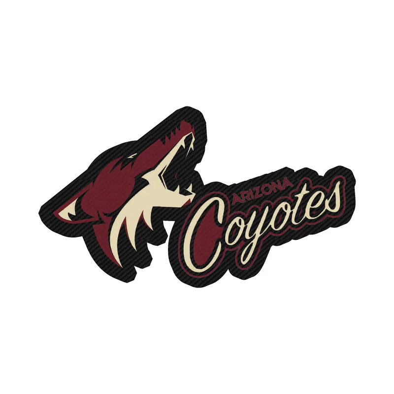 Arizona Coyotes - Coyote Head With Name Angled - Carbon Fiber Vinyl Sticker - Custom Size
