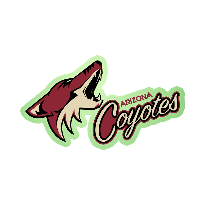 Arizona Coyotes - Coyote Head With Name Angled - Glow in the Dark Vinyl Sticker - Custom Size