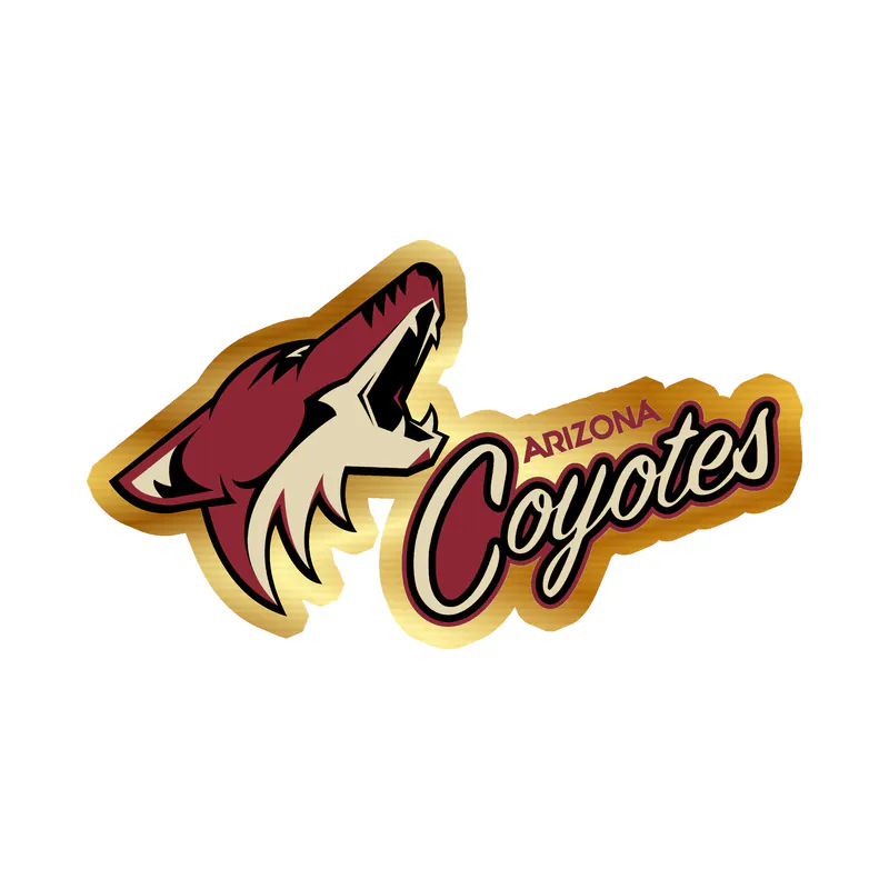 Arizona Coyotes - Coyote Head With Name Angled - Gold Chrome Vinyl Sticker - Custom Size