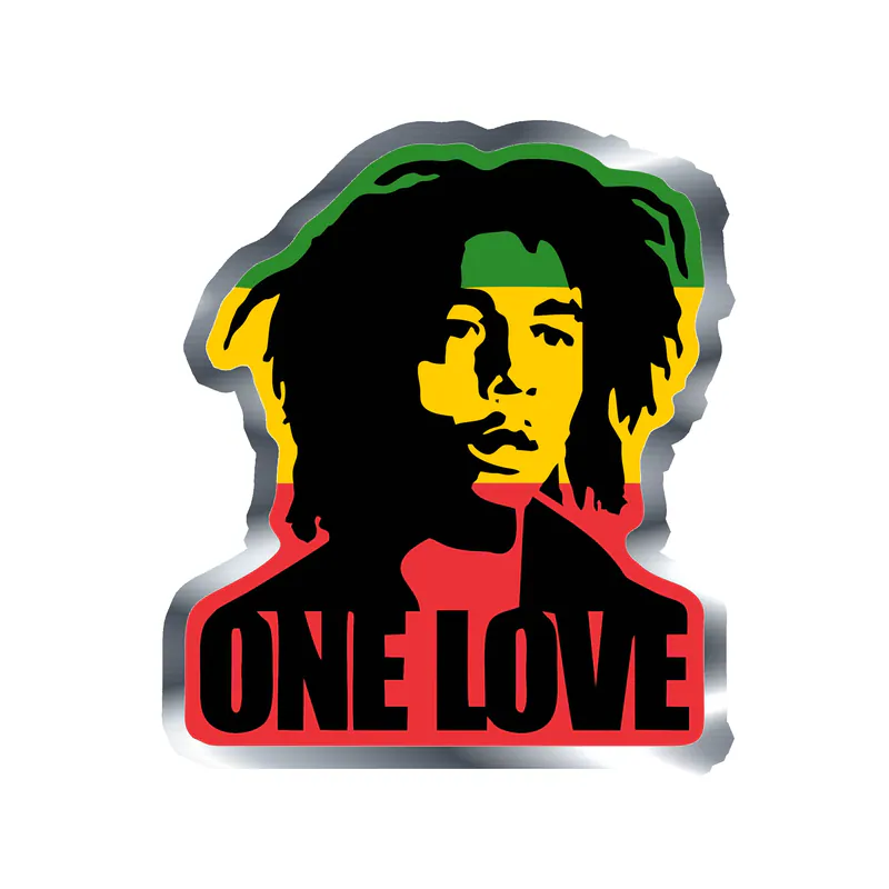 Bob Marley Silver Chrome Vinyl Decal - Custom Size