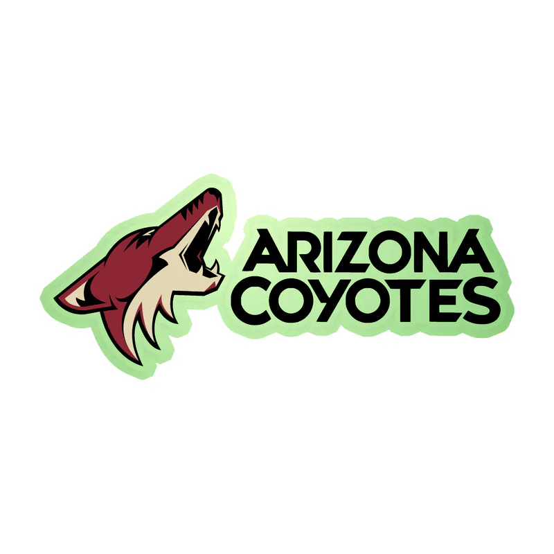 Arizona Coyotes - Coyote Head With Name - Glow in the Dark Vinyl Sticker - Custom Size