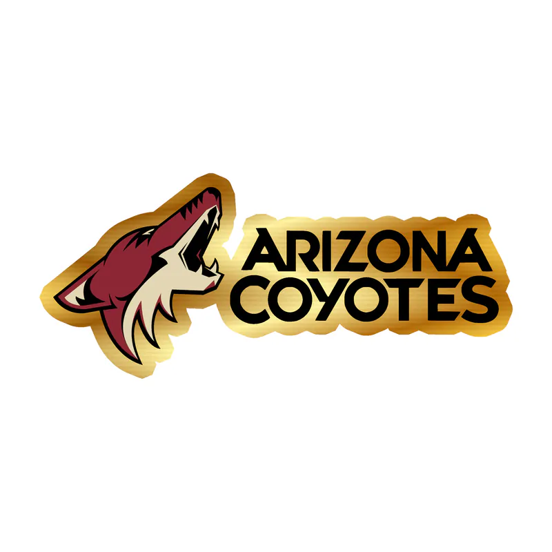 Arizona Coyotes - Coyote Head With Name - Gold Chrome Vinyl Sticker - Custom Size