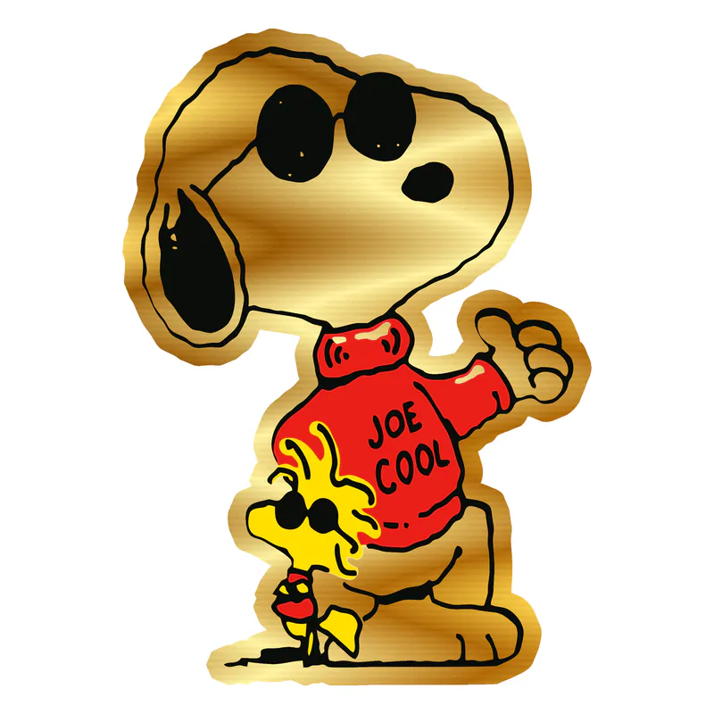 Snoopy- Joe Cool - Gold Chrome Vinyl Decal - Custom Size