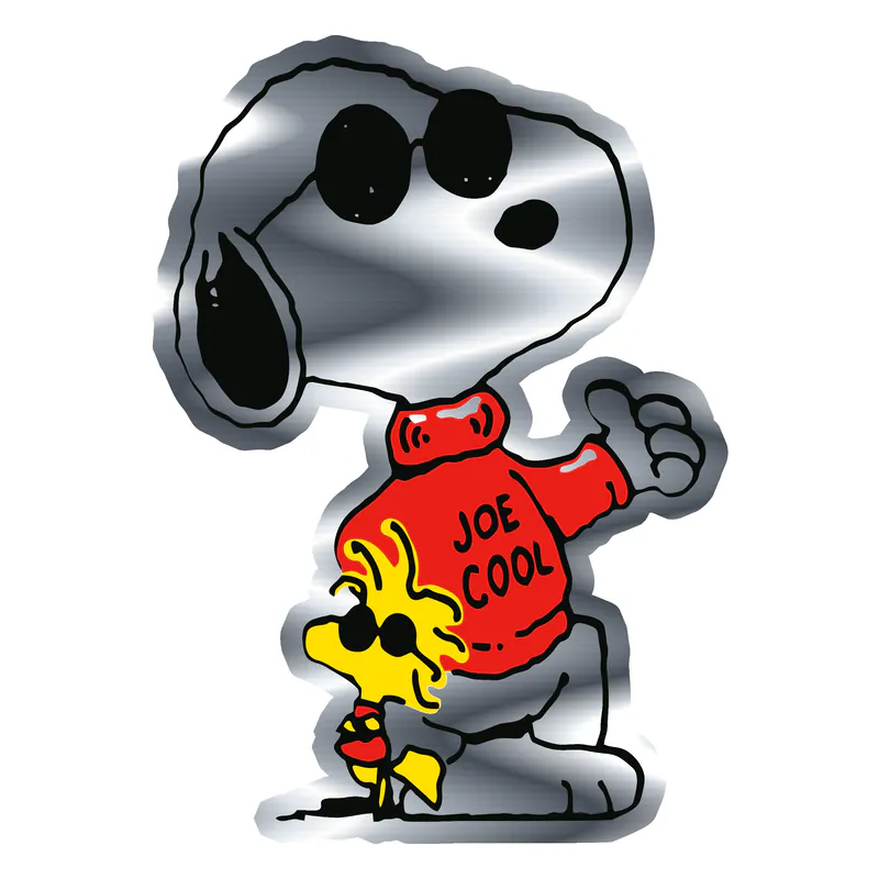 Snoopy- Joe Cool - Silver Chrome Vinyl Decal - Custom Size