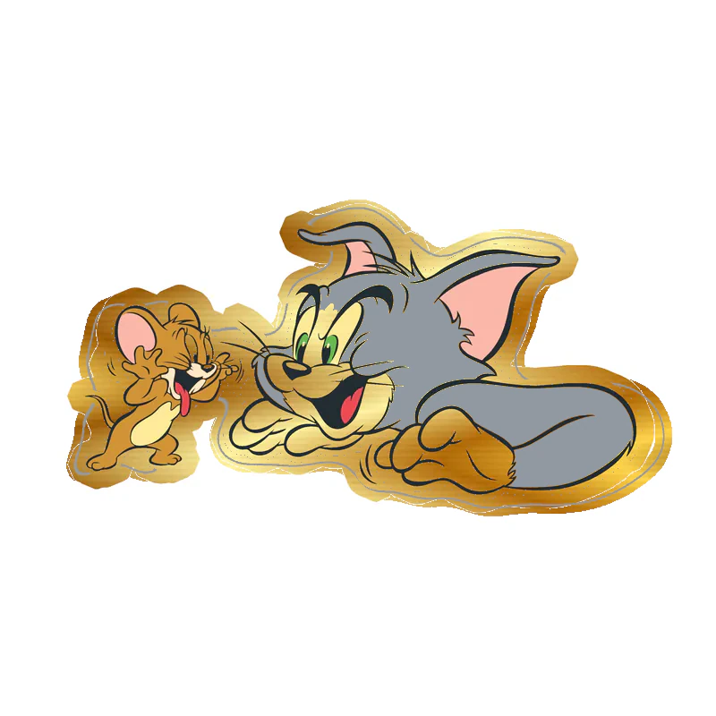 Tom and Jerry - Gold Chrome Vinyl Sticker - Custom Size
