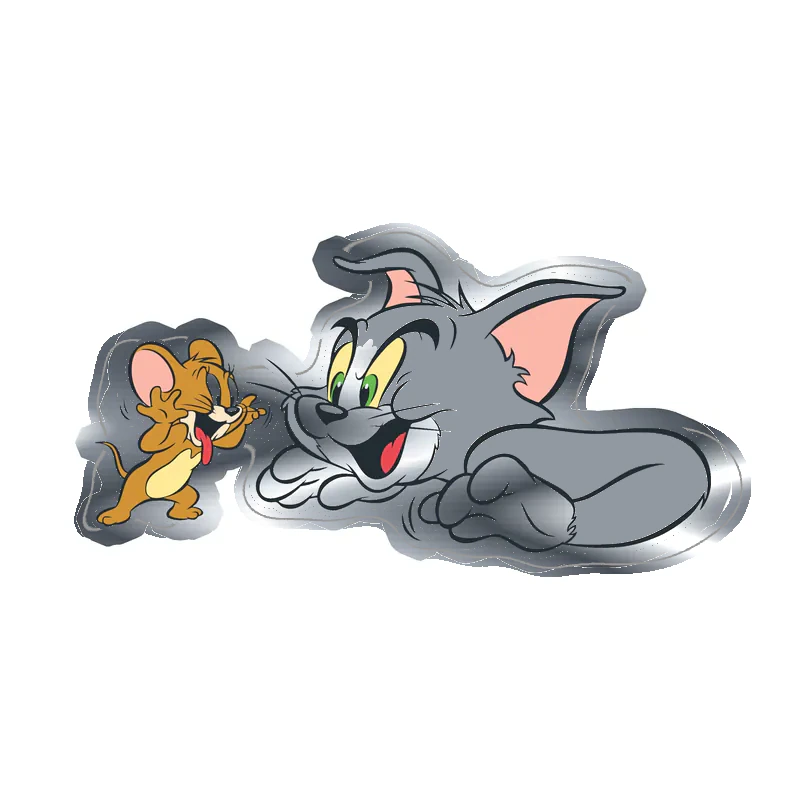 Tom and Jerry - Silver Chrome Vinyl Sticker - Custom Size