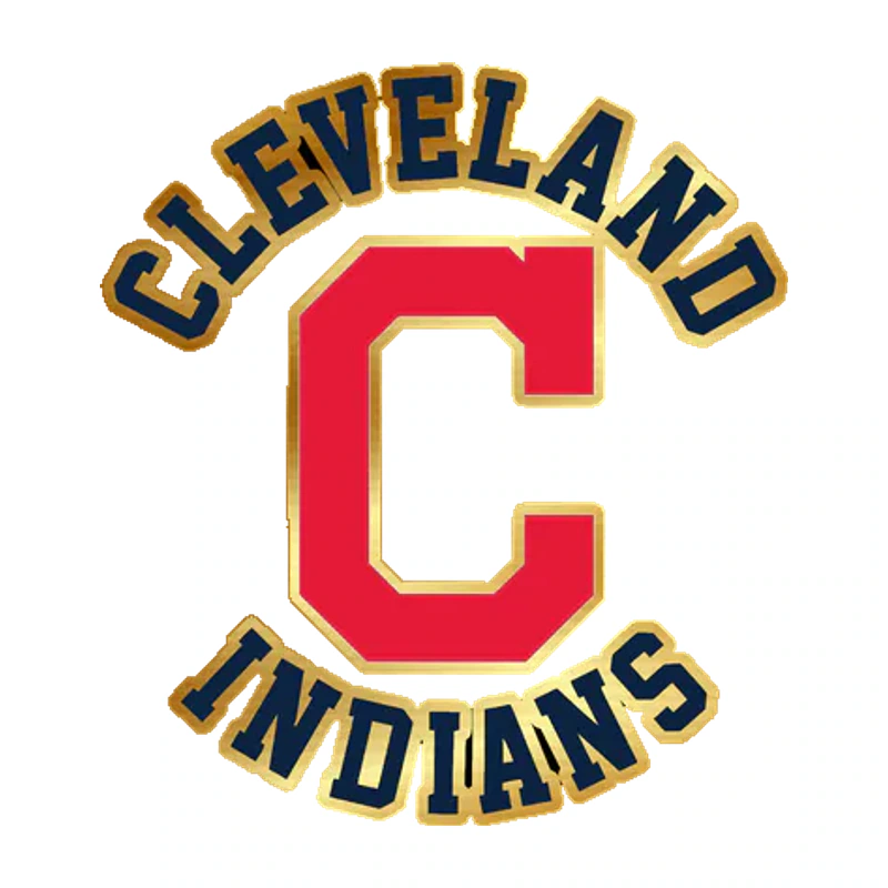 Cleveland Indians - Red C With Name - Gold Chrome Vinyl Sticker - Custom Size