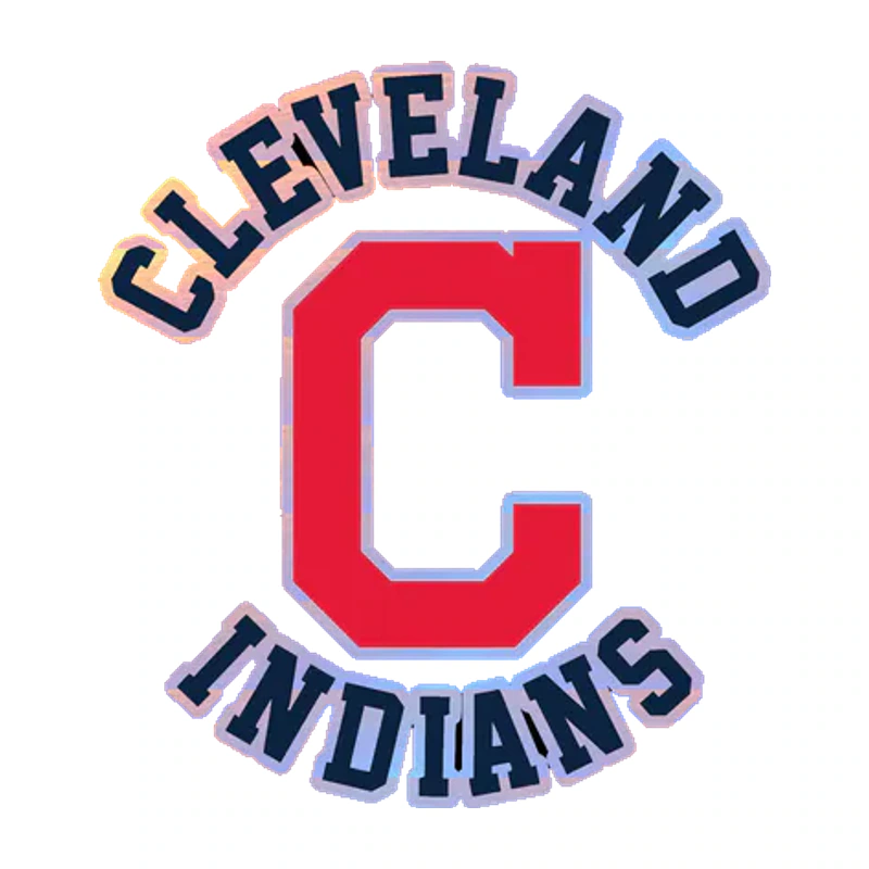 Cleveland Indians - Red C With Name - Holographic Vinyl Sticker - Custom Size