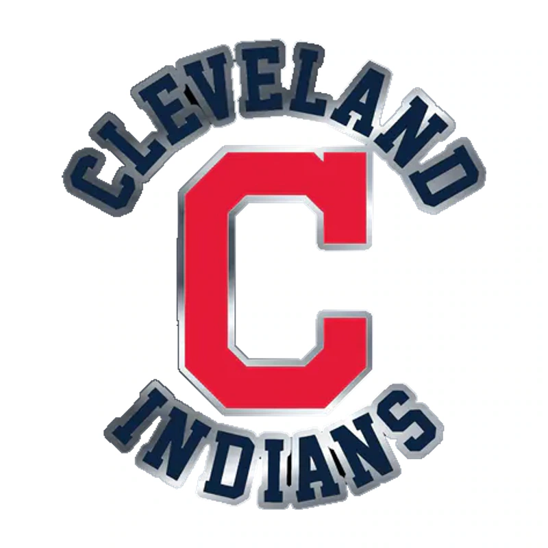 Cleveland Indians - Red C With Name - Silver Chrome Vinyl Sticker - Custom Size