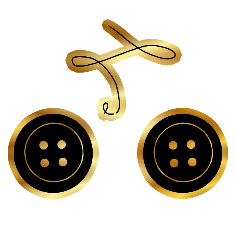 Coraline - Buttons with Needle - Gold Chrome Vinyl Sticker - Custom Size