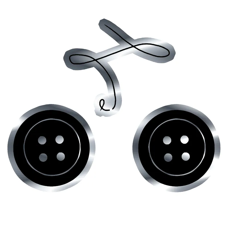 Coraline - Buttons with Needle - Silver Chrome Vinyl Sticker - Custom Size