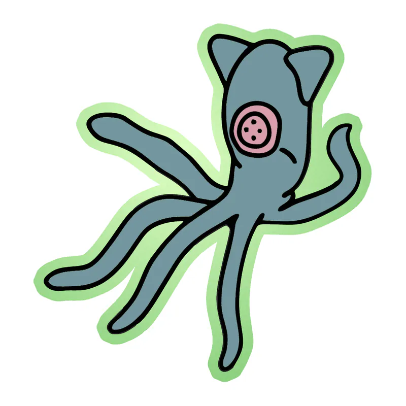 Coraline - Squid- Glow in the Dark Vinyl Sticker - Custom Size