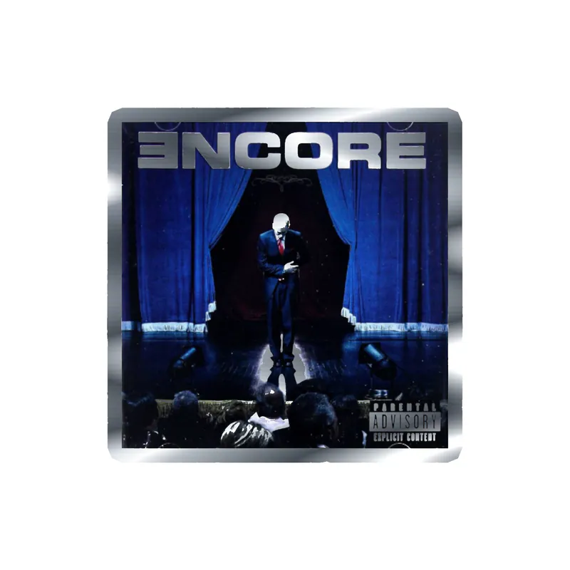 Eminem - ENCORE Album Cover - Silver Chrome Vinyl Sticker - Custom Size