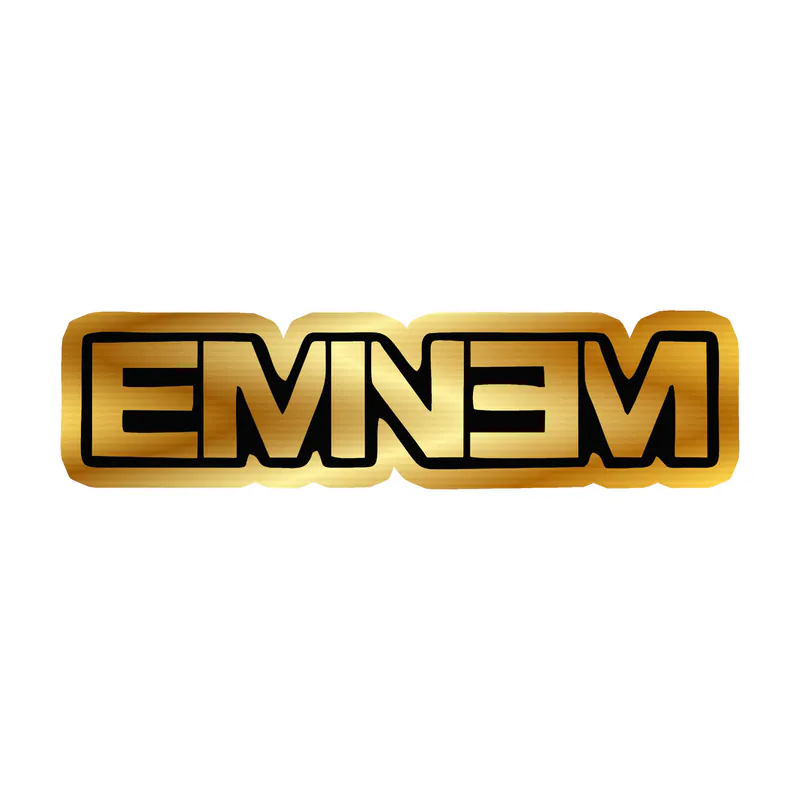 Eminem - Name 3 - Gold Chrome Vinyl Sticker - Custom Size