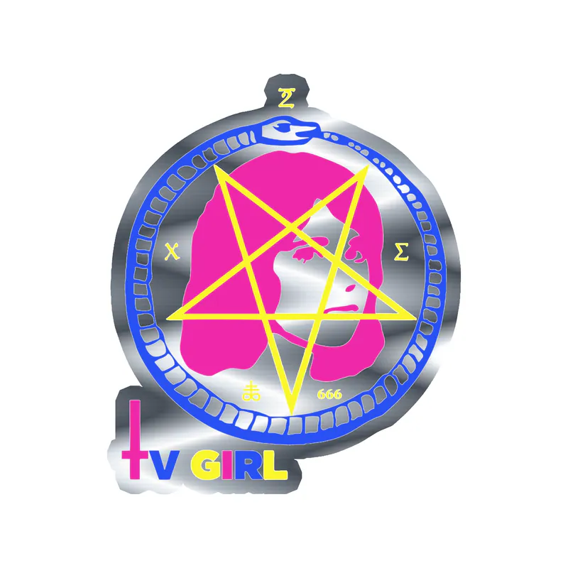 Tv Girl - Satan Girl With Name - Silver Chrome Vinyl Sticker - Custom Size