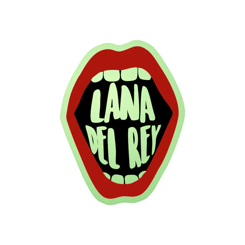 Lana Del Rey - Mouth With Name - Glow in the Dark Vinyl Sticker - Custom Size