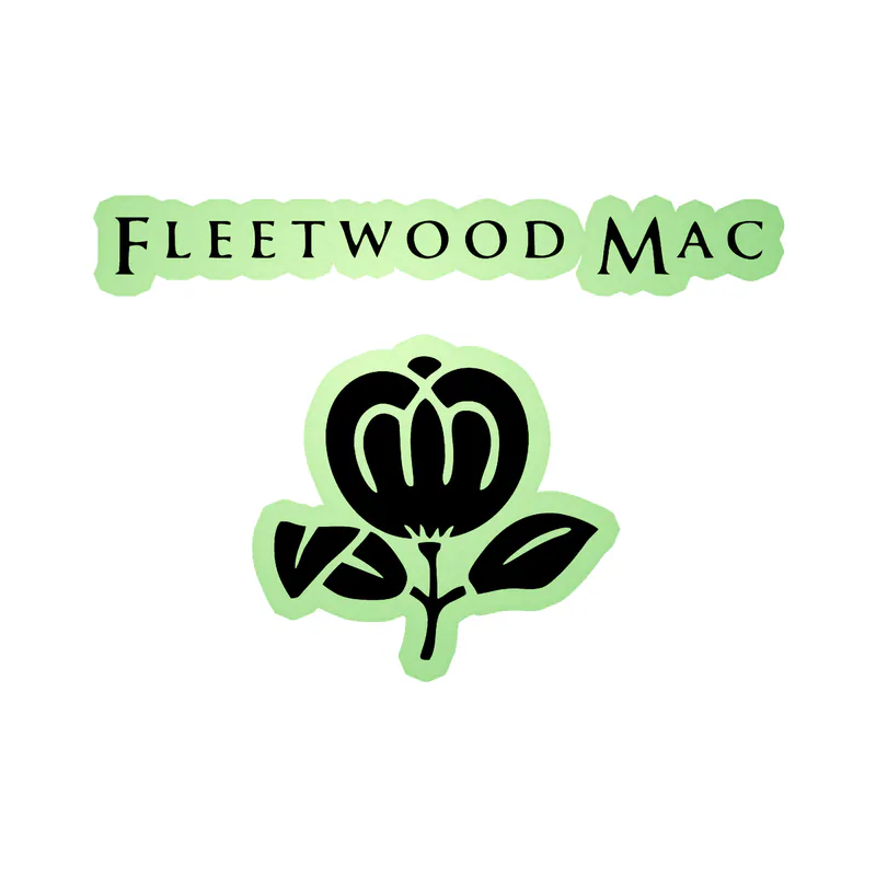 Fleetwood Mac - Name With Flower - Glow in the Dark Vinyl Sticker - Custom Size