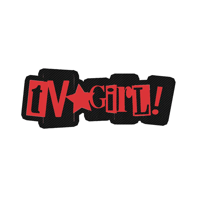 Tv Girl - Red and Black Name - Carbon Fiber Vinyl Sticker - Custom Size