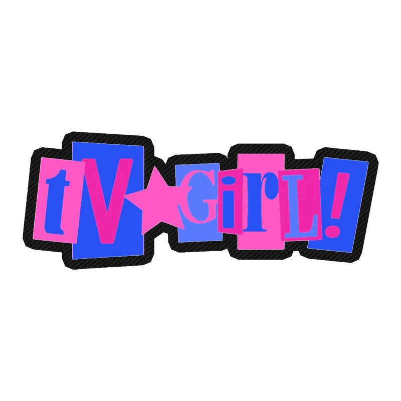 Tv Girl - Pink and Blue Name - Carbon Fiber Vinyl Sticker - Custom Size