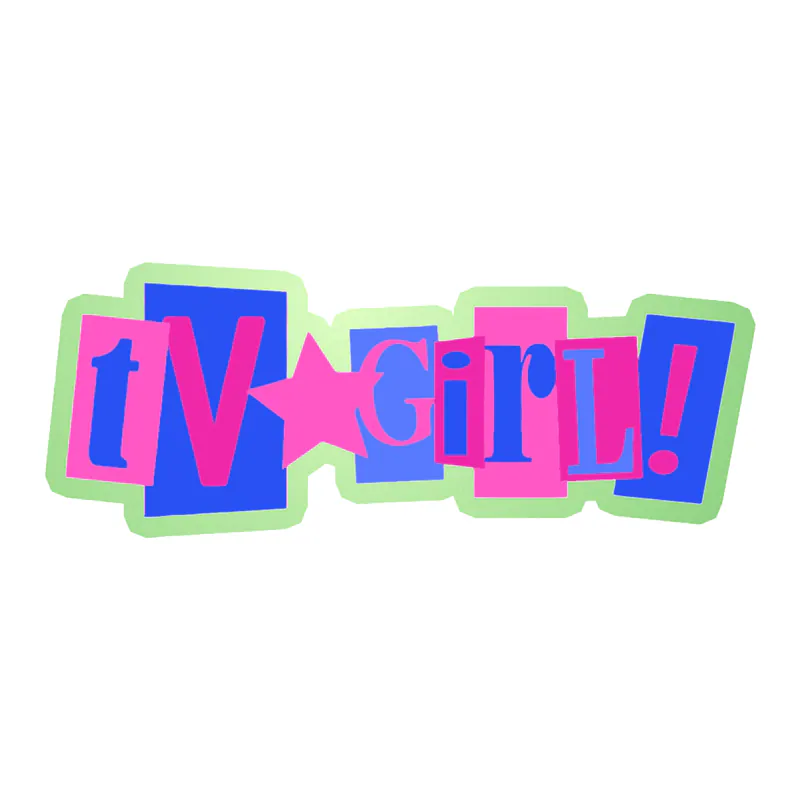 Tv Girl - Pink and Blue Name - Glow in the Dark Vinyl Sticker - Custom Size