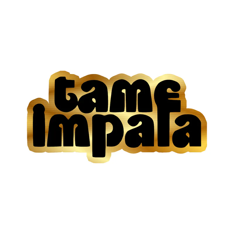 Tame Impala - Name in Black - Gold Chrome Vinyl Sticker - Custom Size