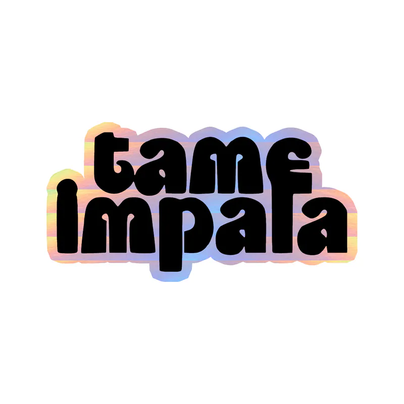 Tame Impala - Name in Black - Holographic Vinyl Sticker - Custom Size