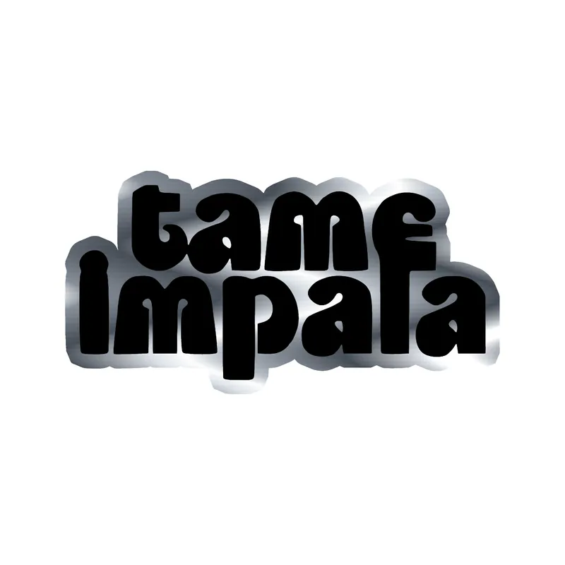 Tame Impala - Name in Black - Silver Chrome Vinyl Sticker - Custom Size