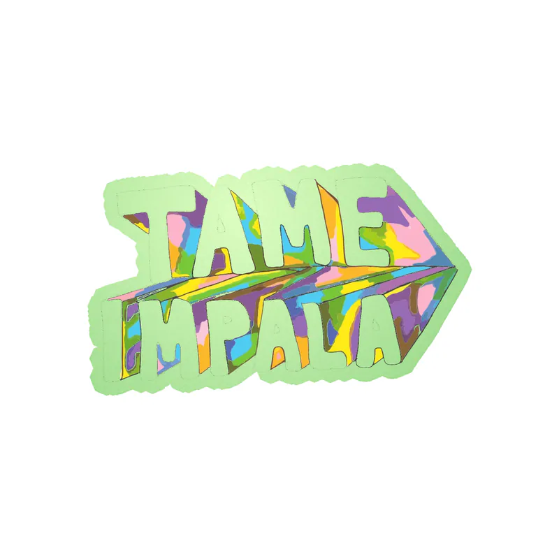 Tame Impala - Name in Color - Glow in the Dark Vinyl Sticker - Custom Size
