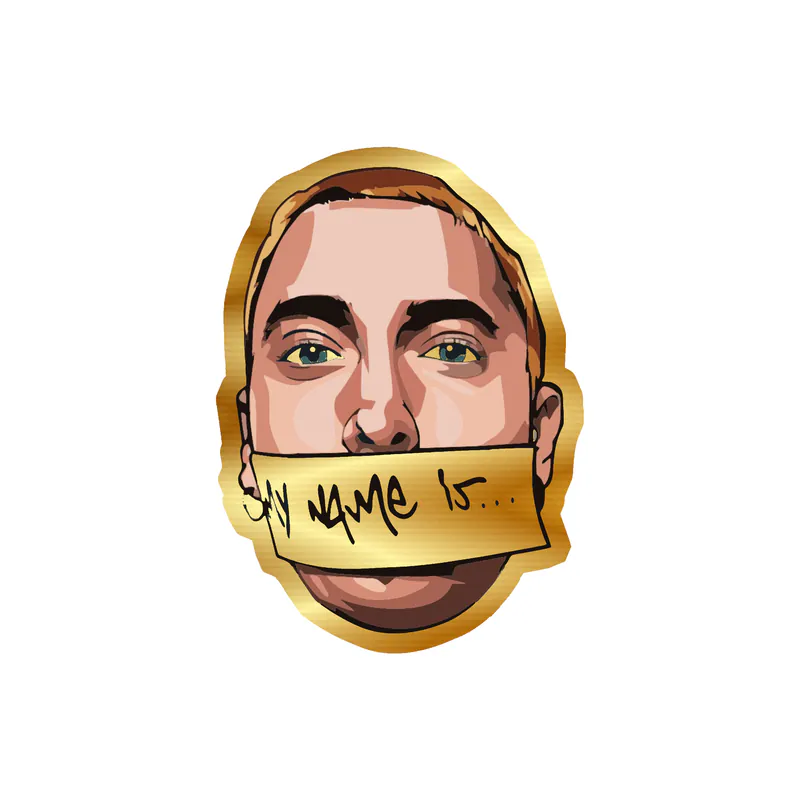 Eminem - "My Name Is" Tape Over Mouth - Gold Chrome Vinyl Sticker - Custom Size