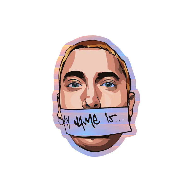 Eminem - "My Name Is" Tape Over Mouth - Holographic Vinyl Sticker - Custom Size