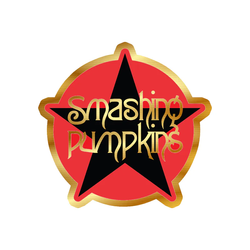 The Smashing Pumpkins - Star in Circle - Gold Chrome Vinyl Sticker - Custom Size